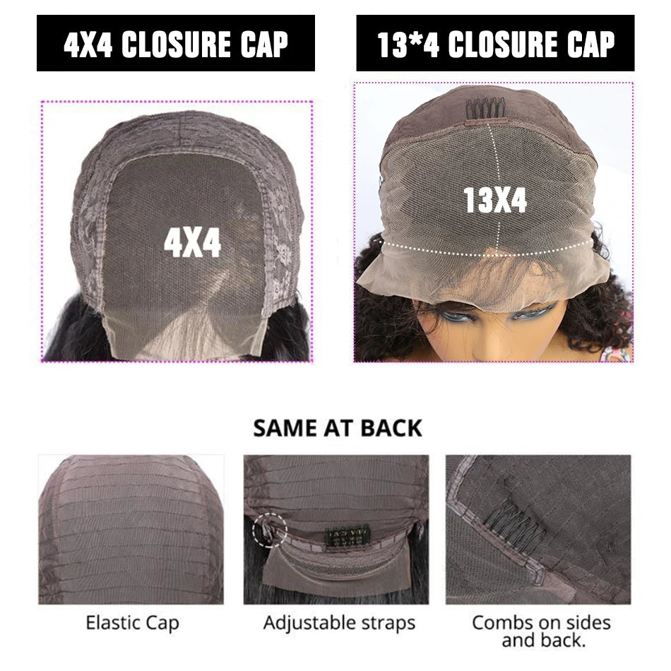 13x4 Short Bob Wigs Virgin Human Hair Jerry Curly Short Bob Wigs 250% Density Loose Deep Wave 4x4 Lace Frontal Wigs For Women