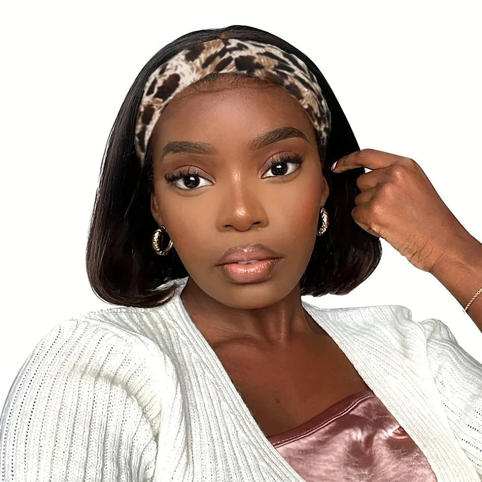 Headband Bob Wigs Human Hair Short Straight Bobo Wigs for Women Full Machine Made Brazilian Hair Hairband Wigs Head Band Bob Wig