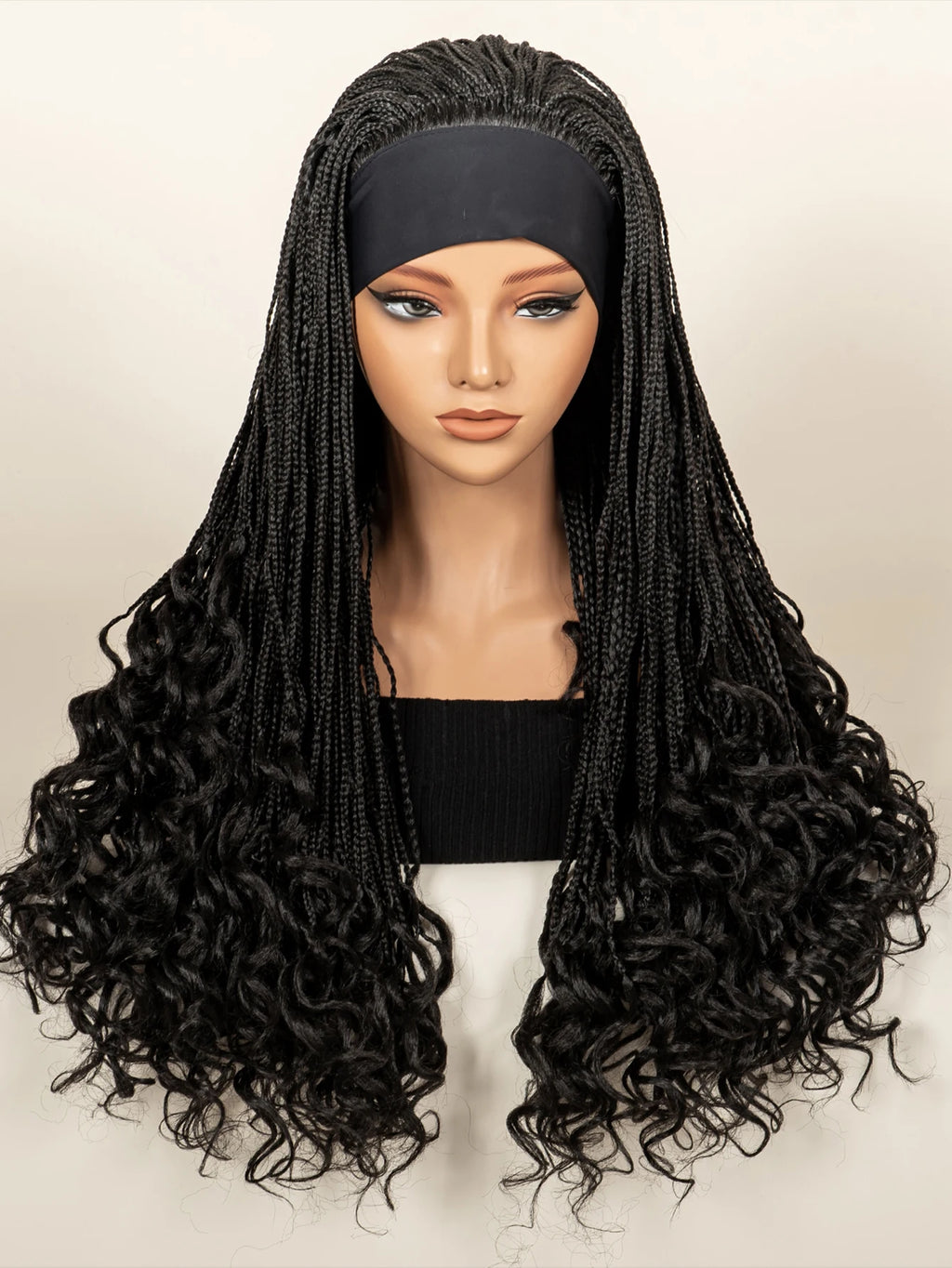 Headband  Braided Wig Synthetic Braid Wig with Hair Band for Women Machine Made Braided Wig 28 Inch Women Wigs