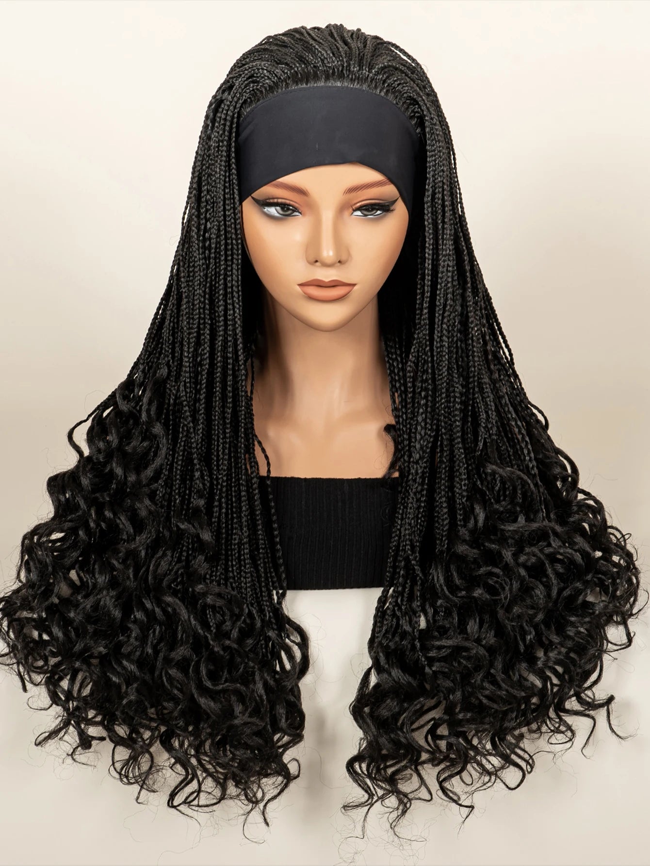 Headband  Braided Wig Synthetic Braid Wig with Hair Band for Women Machine Made Braided Wig 28 Inch Women Wigs