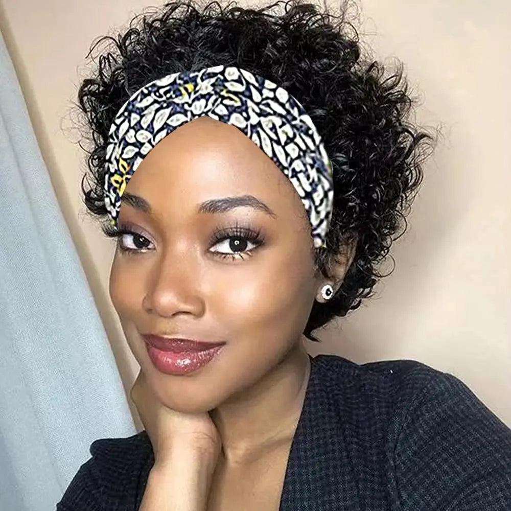 Short Headband Wig Human Hair Water Wave Wigs For Black Woman 6 Inches Brazilian Remy Human Hair Glueless Full Machine Made