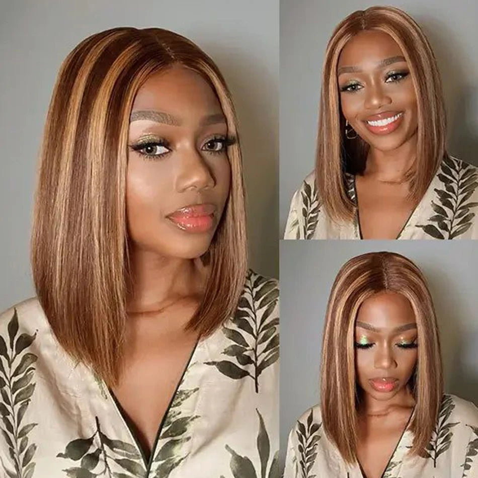 Highlight Wig Human Hair Bob Wig Straight Lace Front Wig Human Hair Brazilian Short Bob Human Hair Wigs On Sale Clearance