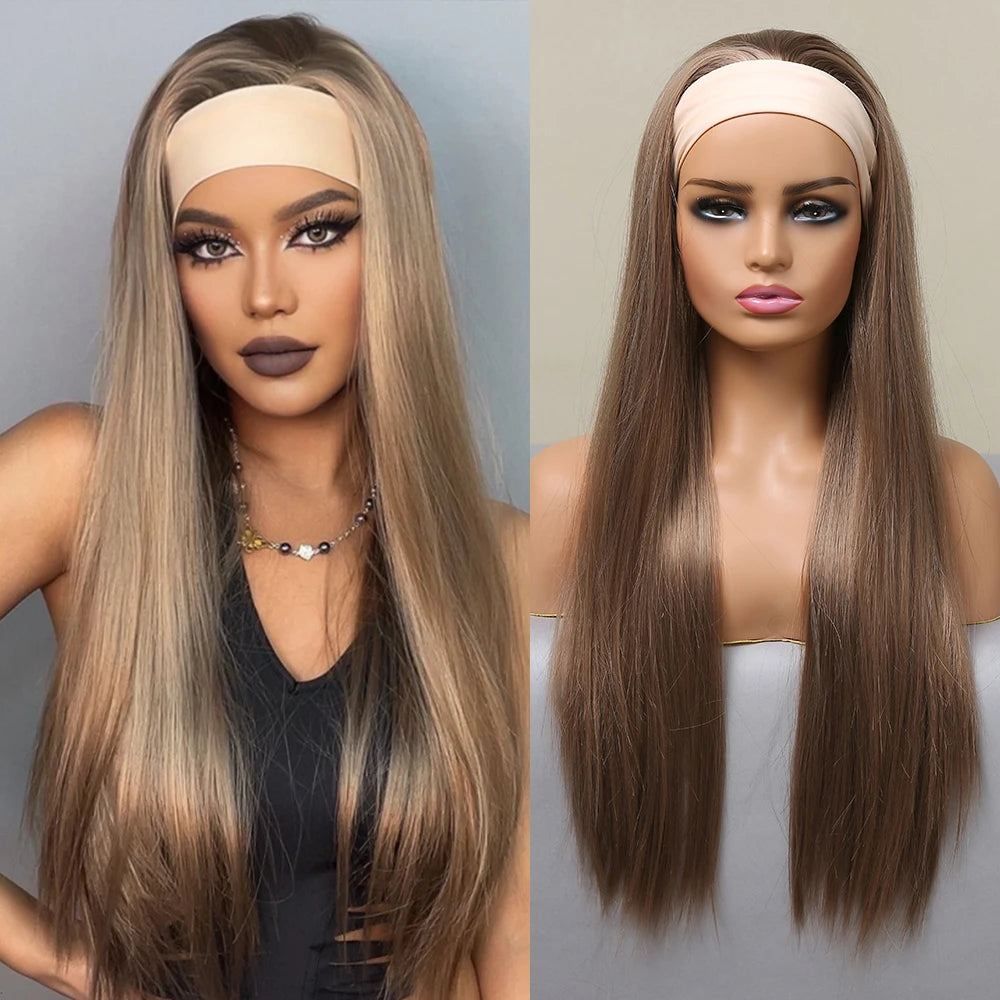 Curly Headband Synthetic Wigs Natural Black Long Women's Headband Wig Deep Water Wave Bohemian Hair For Black Women Fake Hair