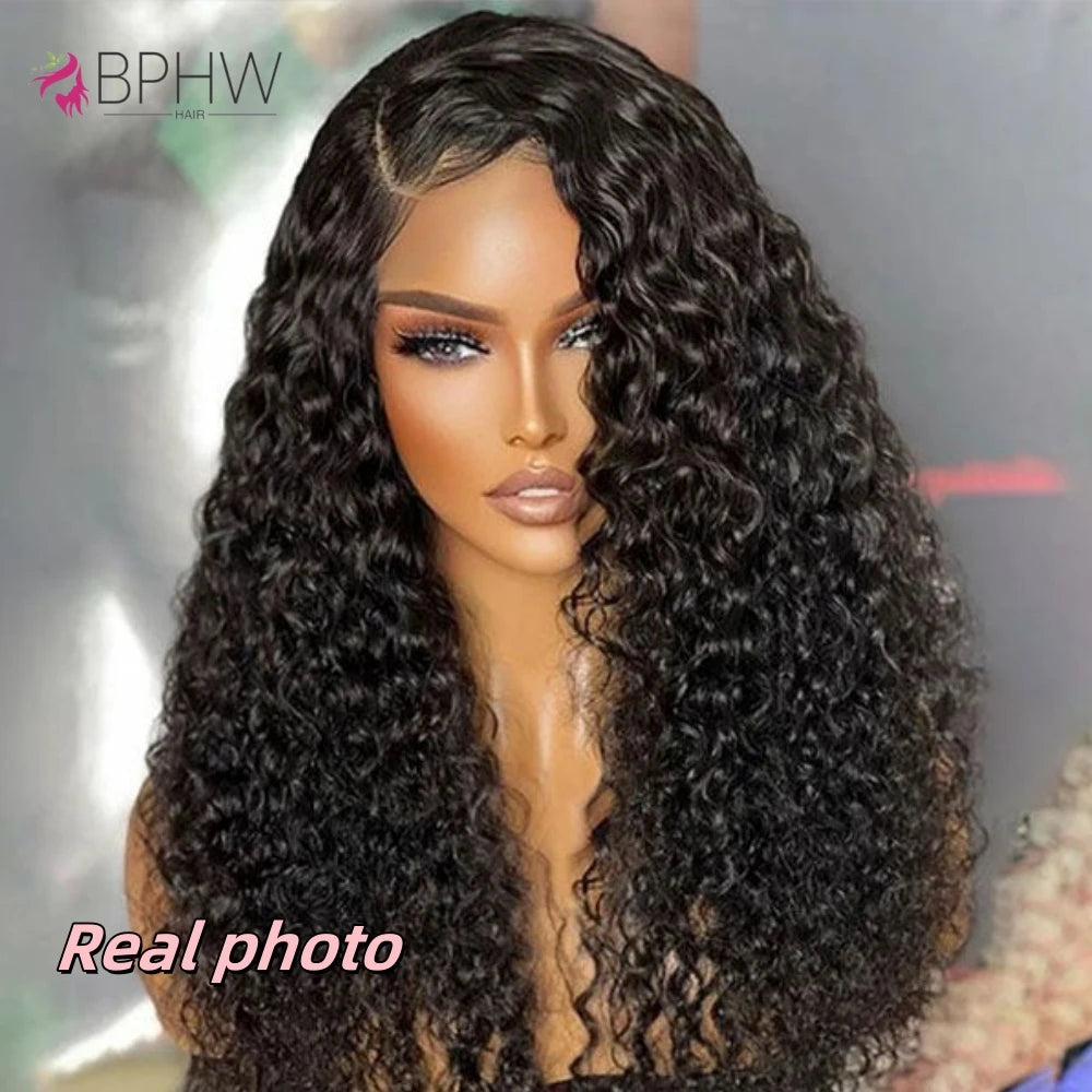 Water Wave Frontal Wig Human Hair Curly Human Hair Wig Transparent Lace Wig 13x4 Water Wave Wigs 200 Density Natural Color Wigs