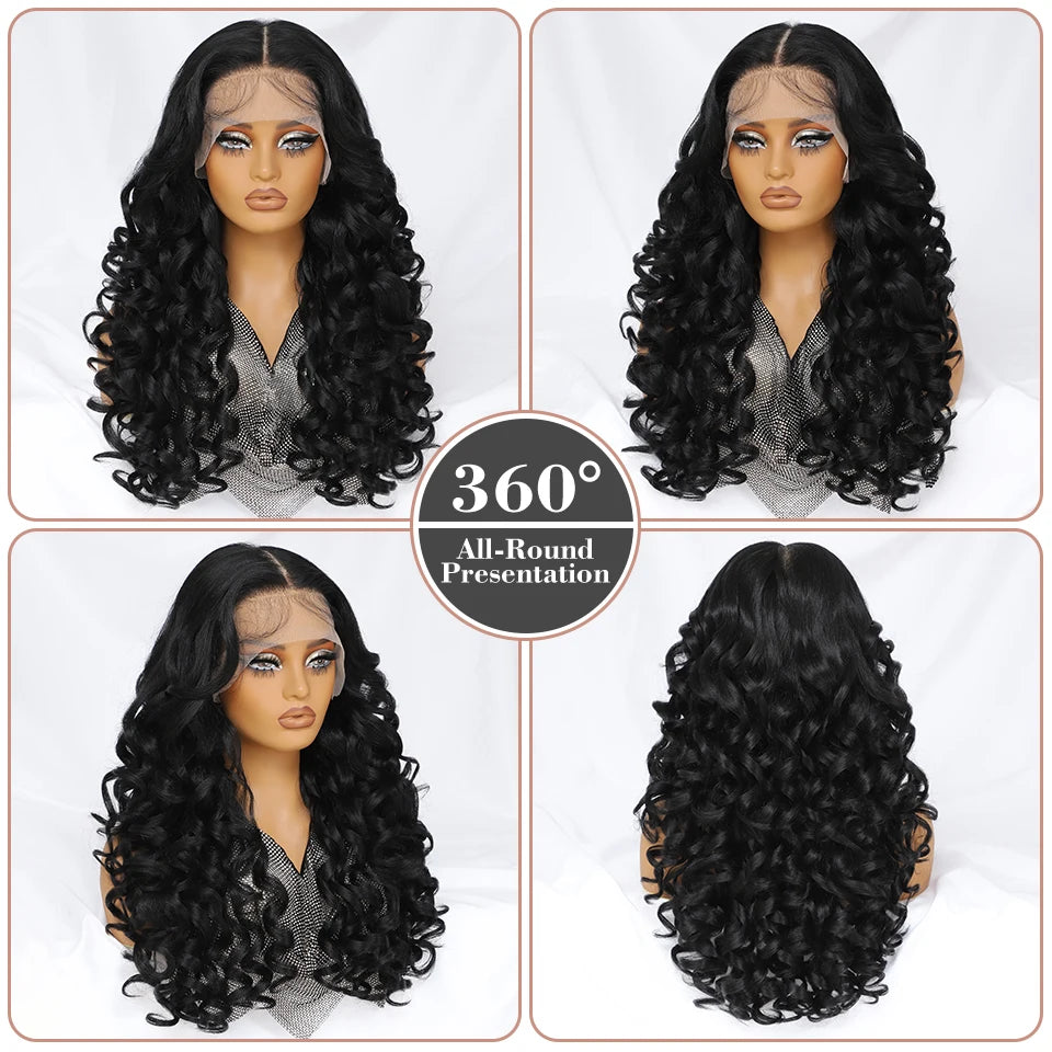 Latisha Synthetic HD Lace Front Wigs Curly Pre Plucked Lace Frontal Wig with Bangs for Women Highlight 13X6 13X5X1 with Babyhair