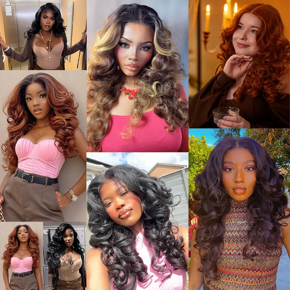 Latisha HD Synthetic Lace Front Wigs Curly Pre Plucked Lace Frontal Wig with Bangs for Women Highlight with Babyhair 24Inch
