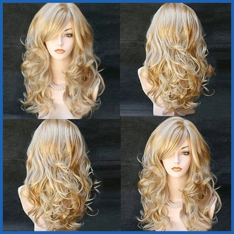 Wig CoverFemale Hair Gold Pink synthetic Wigs Women Brazilian Remy Hair Cheap Popular Hairstyles For Straight And Curly Hair