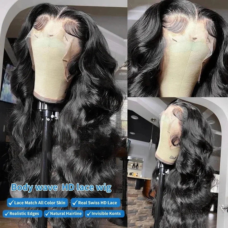 40 Inch Body Wave 13x6 HD Lace Frontal Wigs Human Hair Wig 13x4 360 Hd Lace Front Wig For Black Women Pre Plucked Brazilian Hair