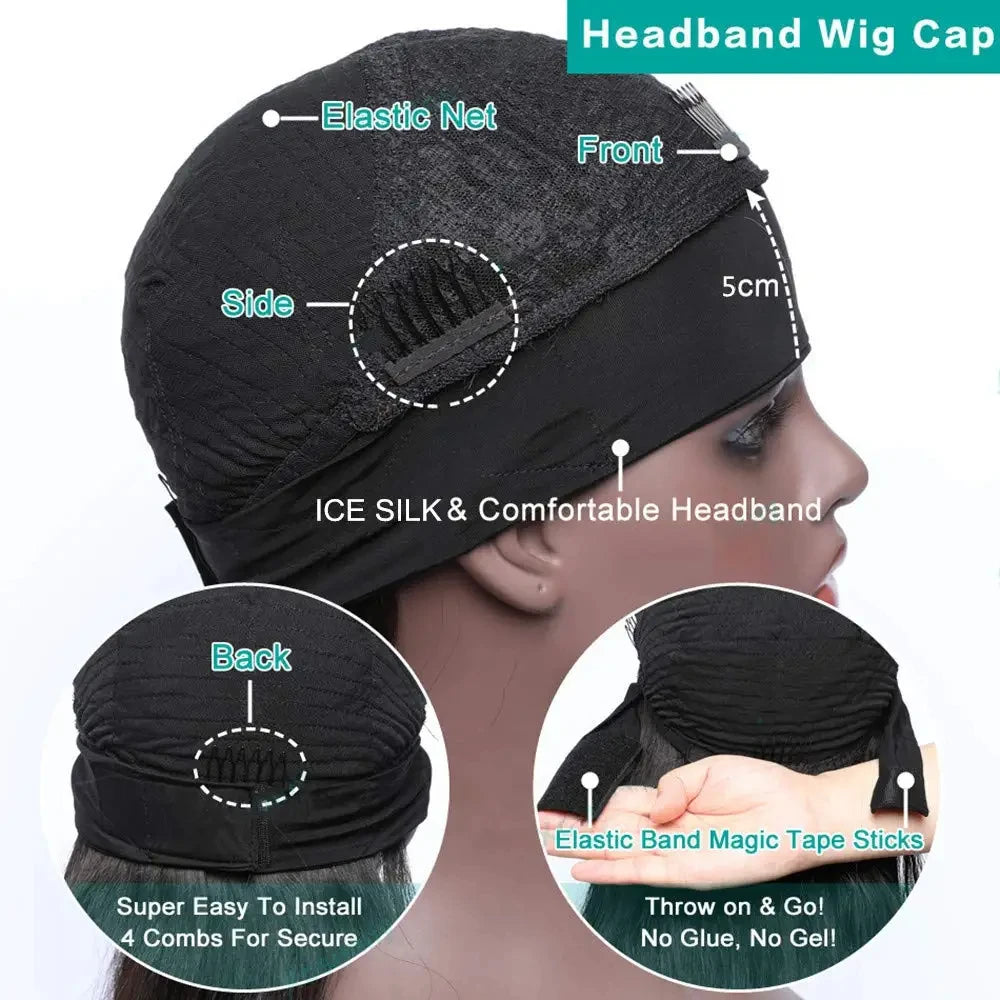 Women's Headband Wig Human Hair Straight Brazilian Wigs For Black Women Remy Full Machine Made Fast Delivery