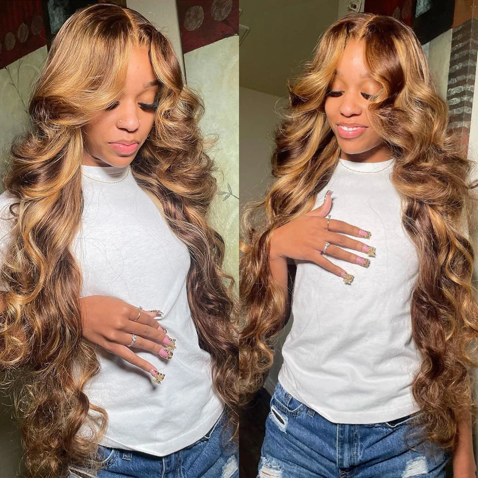Highlight Wig 100% Human Hair 13x6 Hd Lace Frontal Wig Honey Blonde Lace Front Wigs human Hair Body Wave 4x4 5x5 Closure Wig