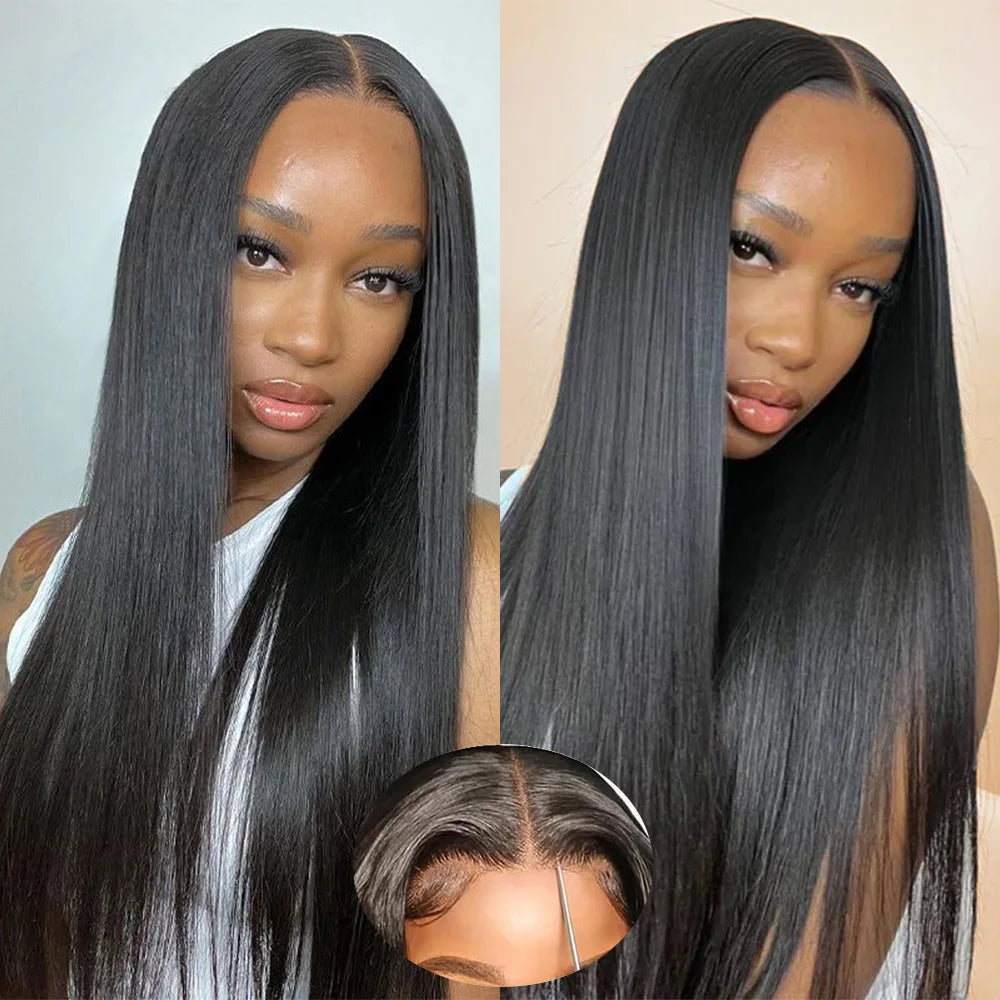 26 28 30Inch 6X4 Straight Glueless Wigs Human Hair Ready To Wear Go Human Hair Wigs Brazilian Pre Cut Closure Wig Human Hair Wig