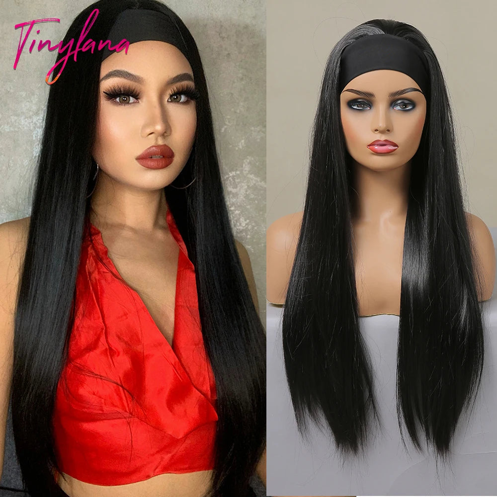 Curly Headband Synthetic Wigs Natural Black Long Women's Headband Wig Deep Water Wave Bohemian Hair For Black Women Fake Hair