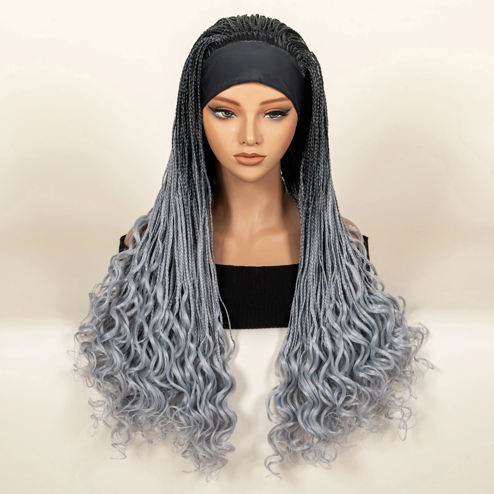 Headband  Braided Wig Synthetic Braid Wig with Hair Band for Women Machine Made Braided Wig 28 Inch Women Wigs