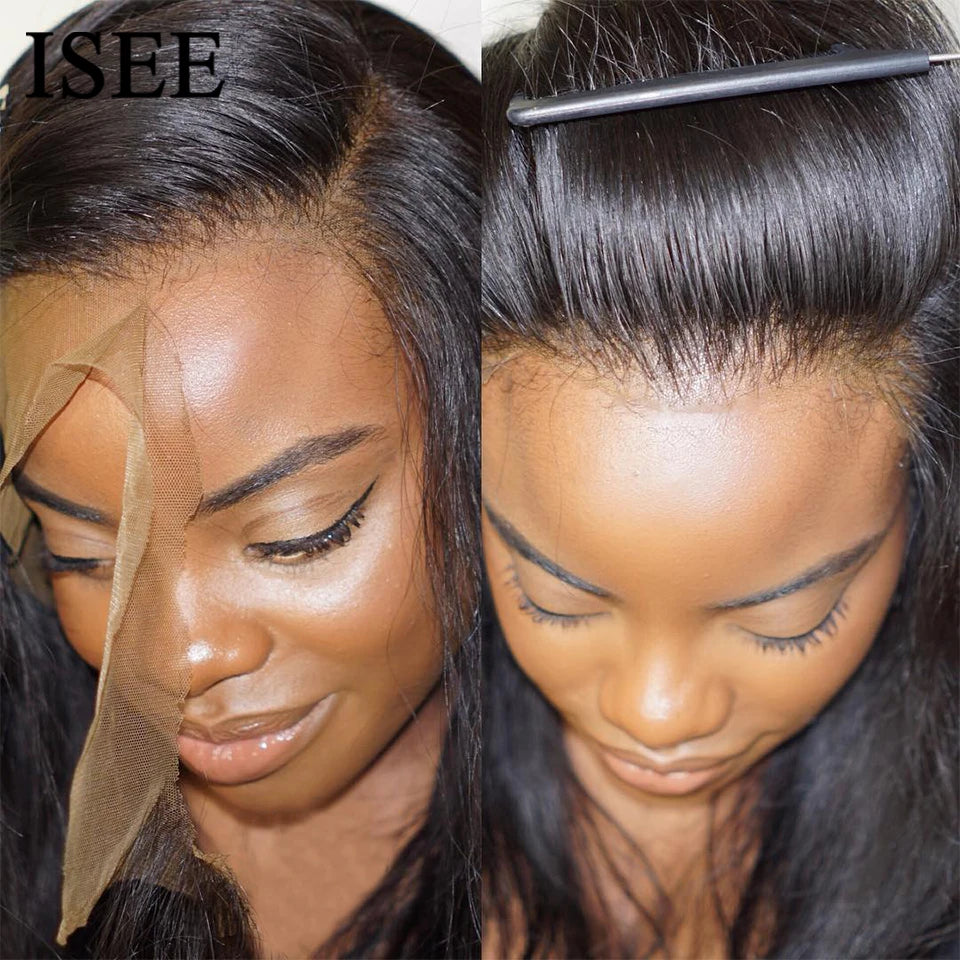 HD Lace Frontal Wig 13x6 Transparent Lace Frontal Human Hair Wigs Bone Straight Preplucked Wigs For Women On Sale ISEE Hair