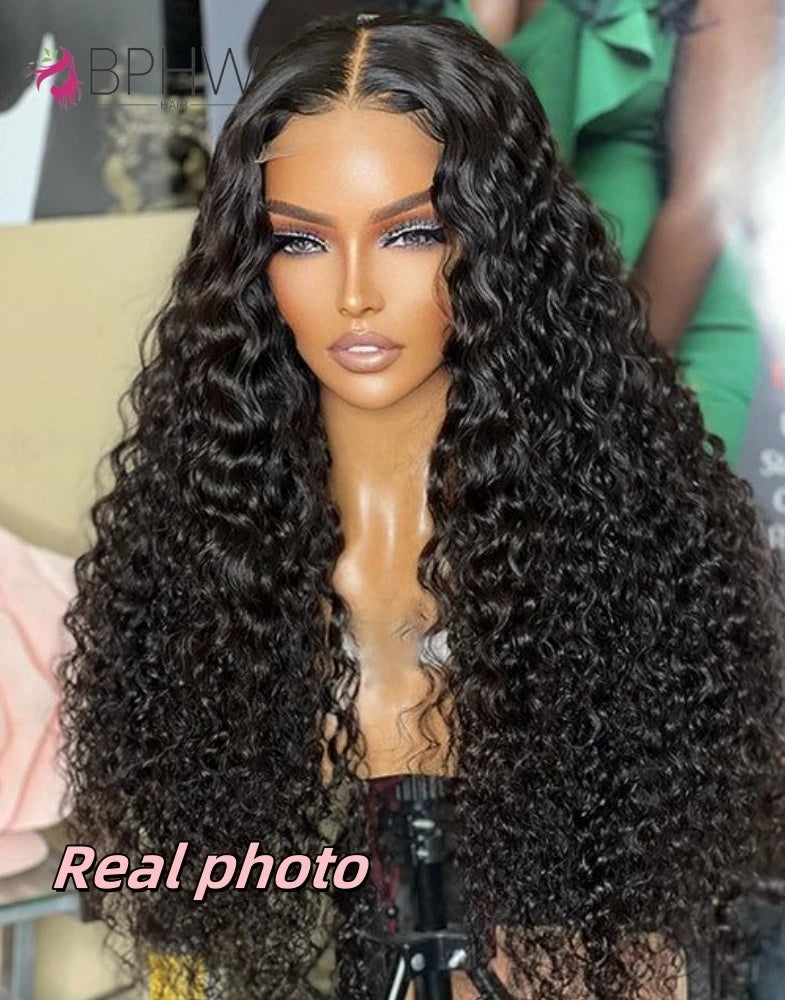 Water Wave Frontal Wig Human Hair Curly Human Hair Wig Transparent Lace Wig 13x4 Water Wave Wigs 200 Density Natural Color Wigs