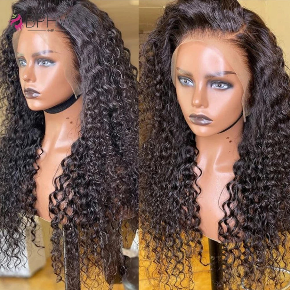 Water Wave Frontal Wig Human Hair Curly Human Hair Wig Transparent Lace Wig 13x4 Water Wave Wigs 200 Density Natural Color Wigs