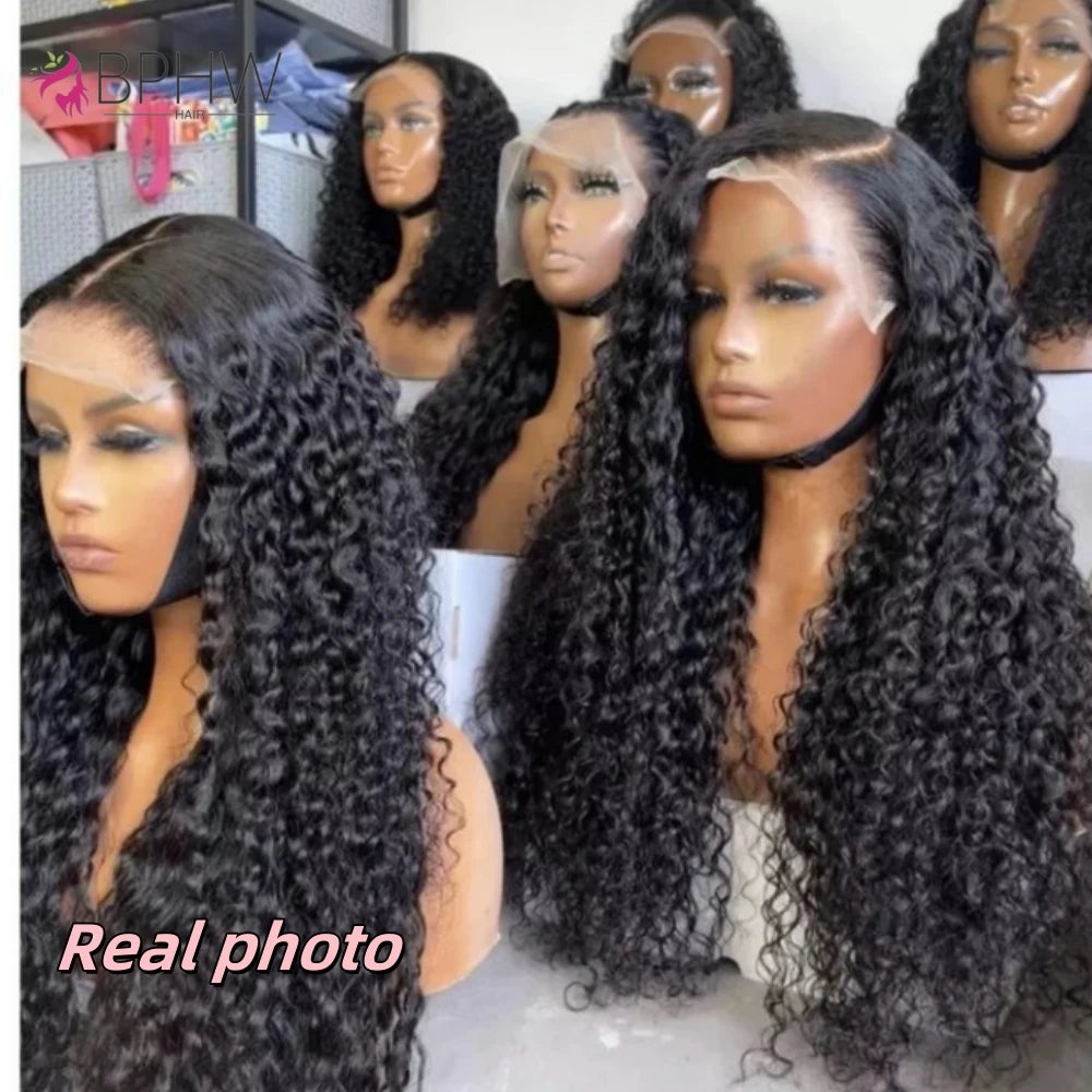 Water Wave Frontal Wig Human Hair Curly Human Hair Wig Transparent Lace Wig 13x4 Water Wave Wigs 200 Density Natural Color Wigs