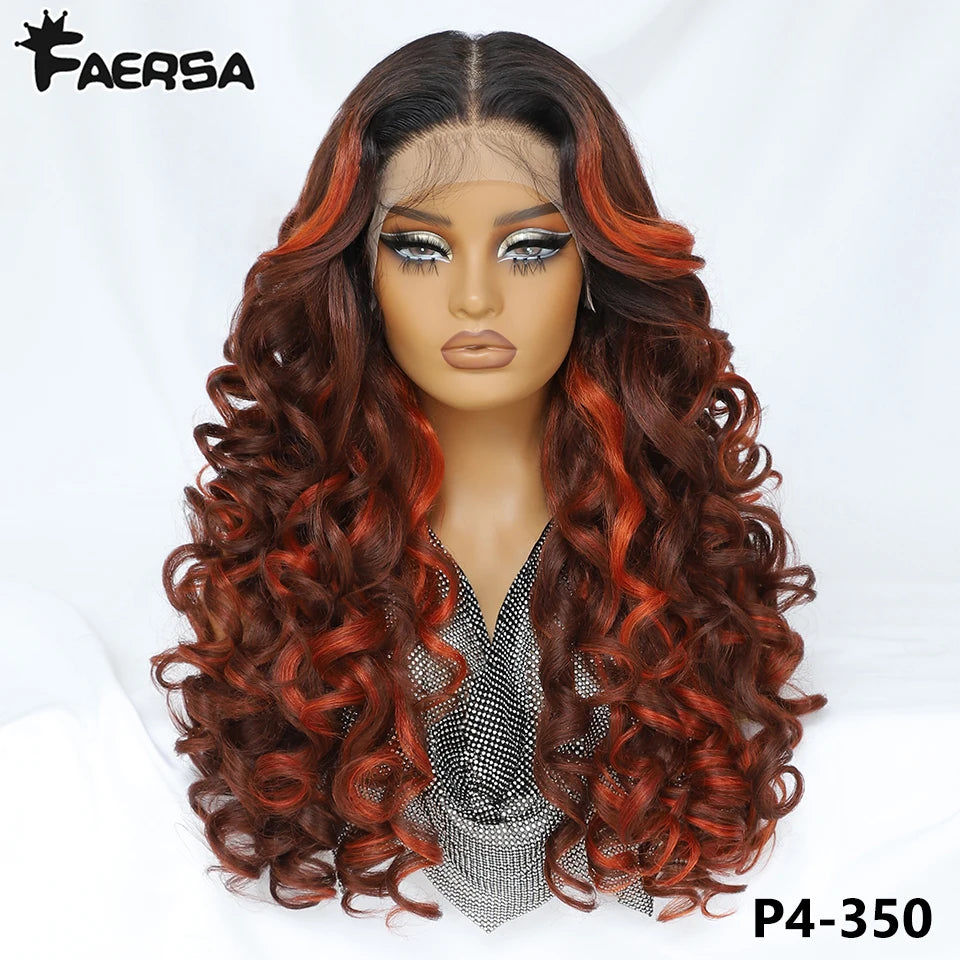 Latisha Synthetic HD Lace Front Wigs Curly Pre Plucked Lace Frontal Wig with Bangs for Women Highlight 13X6 13X5X1 with Babyhair