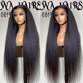 Kinky Straight Human hair Wig 13X6 Transparent Lace Front Wigs Yaki Straight 180% Density Natural Black
