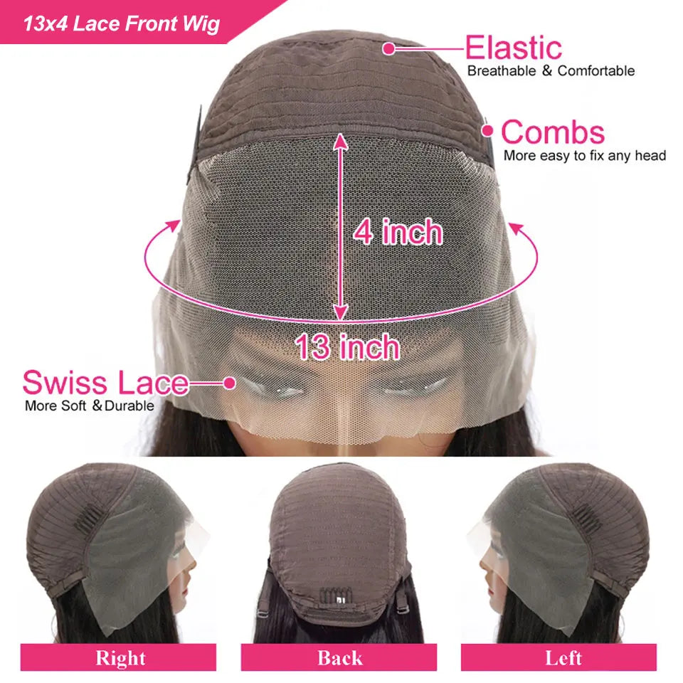 13x4 13x6 Full HD Lace Front Human Hair Wigs Straight 360 Transparent Lace Frontal Wigs Pre Plucked 5x5 Pre-Cut Lace Closure Wig