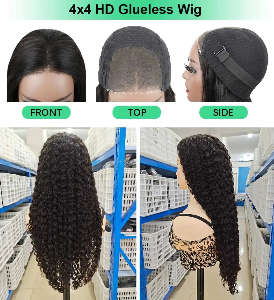Water Wave Glueless 13*4 Wig  Lace Wig 180% Pre-Plucked Natural Wave Wear Go Glueless Curly Human Hair Wigs For Women