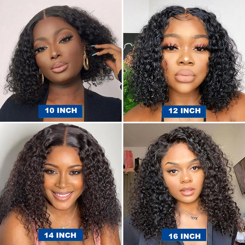 13x4 Short Bob Wigs Virgin Human Hair Jerry Curly Short Bob Wigs 250% Density Loose Deep Wave 4x4 Lace Frontal Wigs For Women