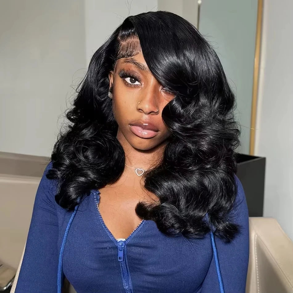 Umi 230% Glueless Human Hair Wavy 13x4 Transparent Lace Front Wigs For Women Body Wave Lace Frontal Wig Short Bob Wig Human Hair