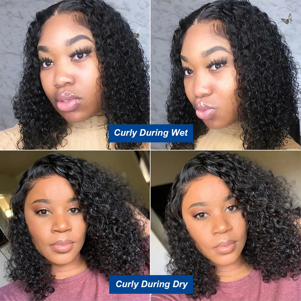 13x4 Short Bob Wigs Virgin Human Hair Jerry Curly Short Bob Wigs 250% Density Loose Deep Wave 4x4 Lace Frontal Wigs For Women