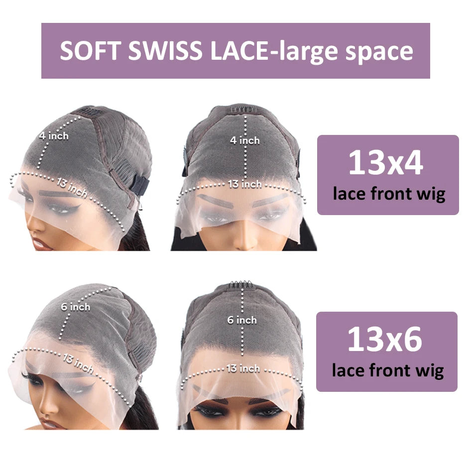 Black Straight Human Hair Wigs 13X6 Hd Lace Frontal Wig 30 40 Inch 13X4 Brazilian Pre Plucked Front Wig For Women 250 Density