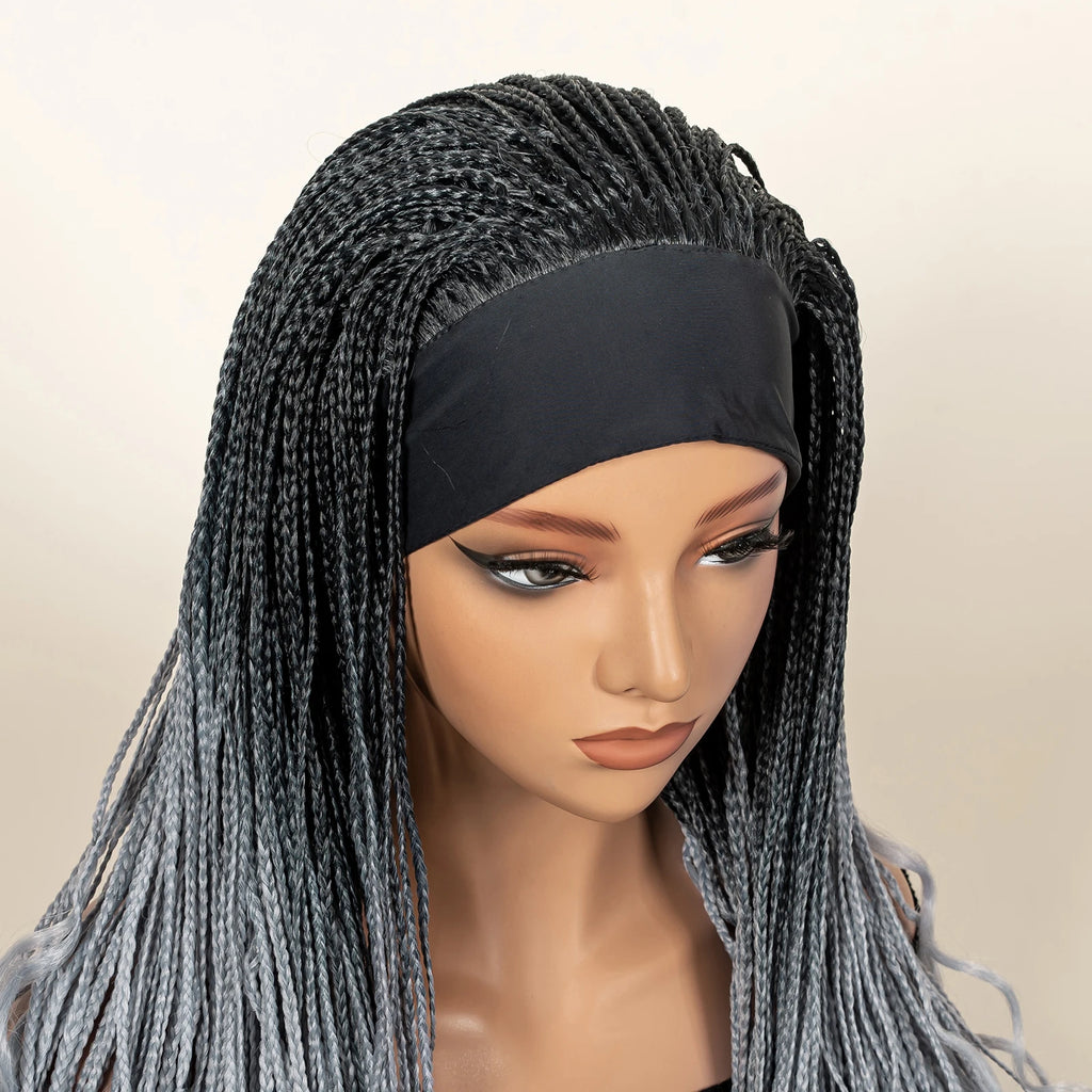 Headband  Braided Wig Synthetic Braid Wig with Hair Band for Women Machine Made Braided Wig 28 Inch Women Wigs