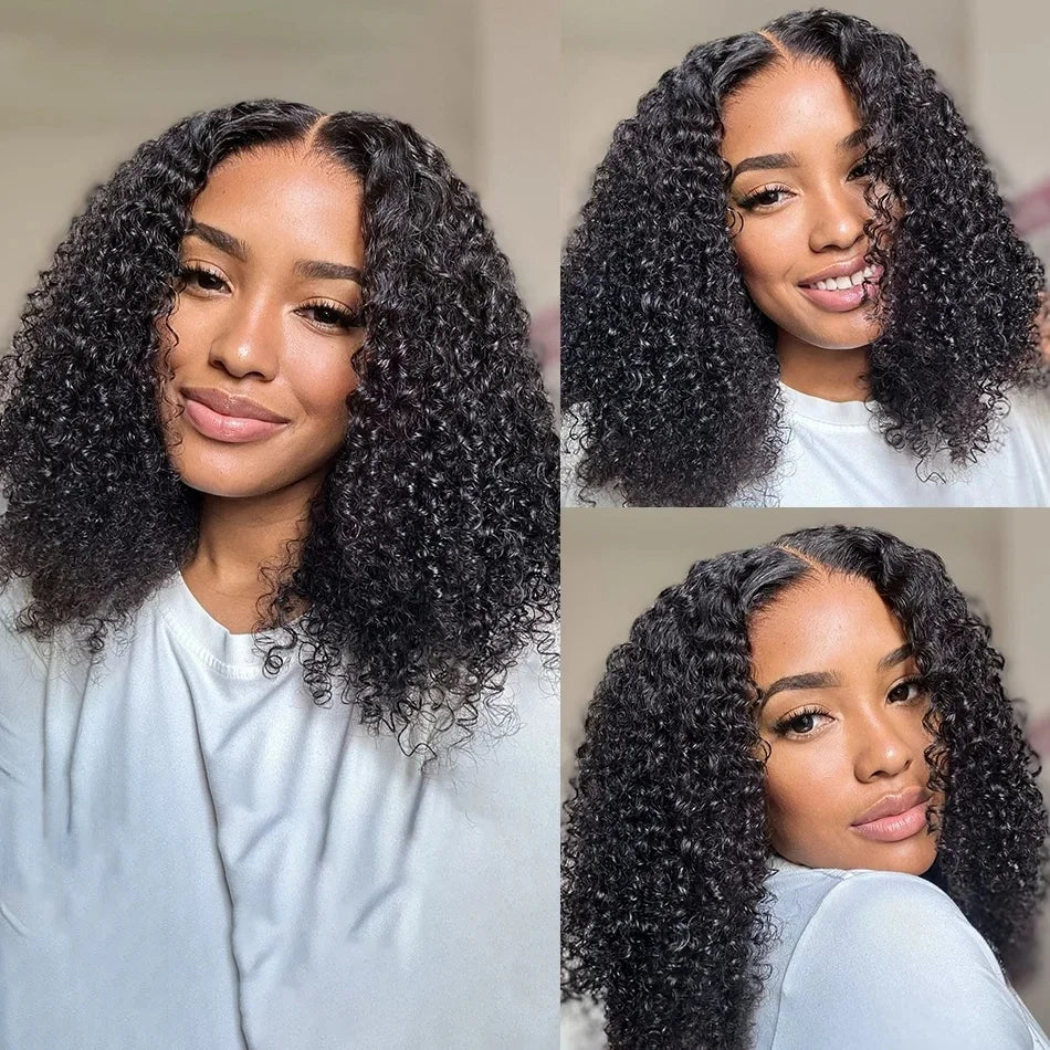 Curly Short Bob Wigs 13×4 Lace Frontal Human Hair Pre Plucked 100% Human Hair Deep Wave 4x4 Lace Front Closure Bob Wig For Women