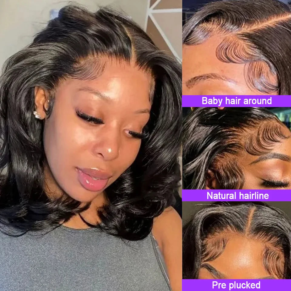 250% Brazilian Human Hair Wig Loose Wave Short Bob Wig Body Wave 13X4 HD Lace Frontal Wig Human Hair Wigs For Black Women