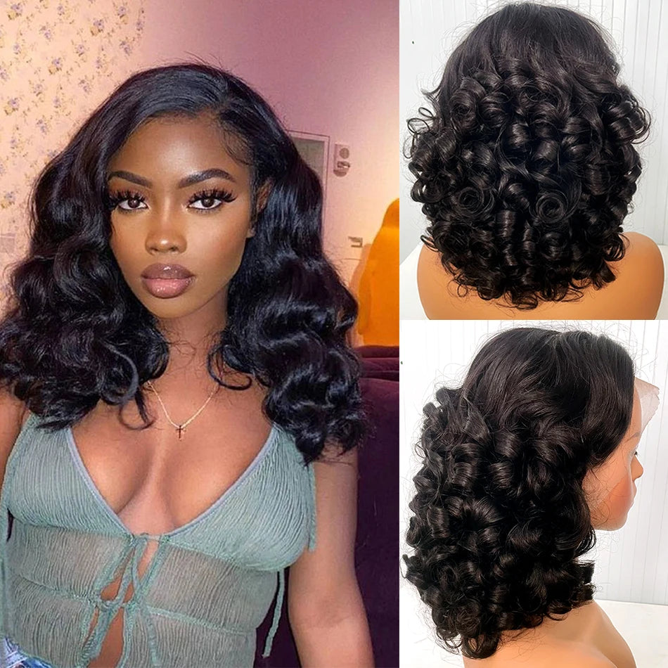 12A Raw Donor Human Hair Wigs 13x4 HD Lace Frontal 250% Density Unprocessed Vietnamese Double Drown Bouncy Wave Lace Frontal Wig