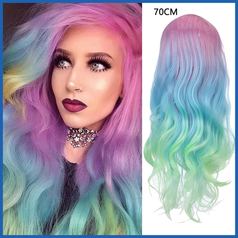 Wig CoverFemale Hair Gold Pink synthetic Wigs Women Brazilian Remy Hair Cheap Popular Hairstyles For Straight And Curly Hair