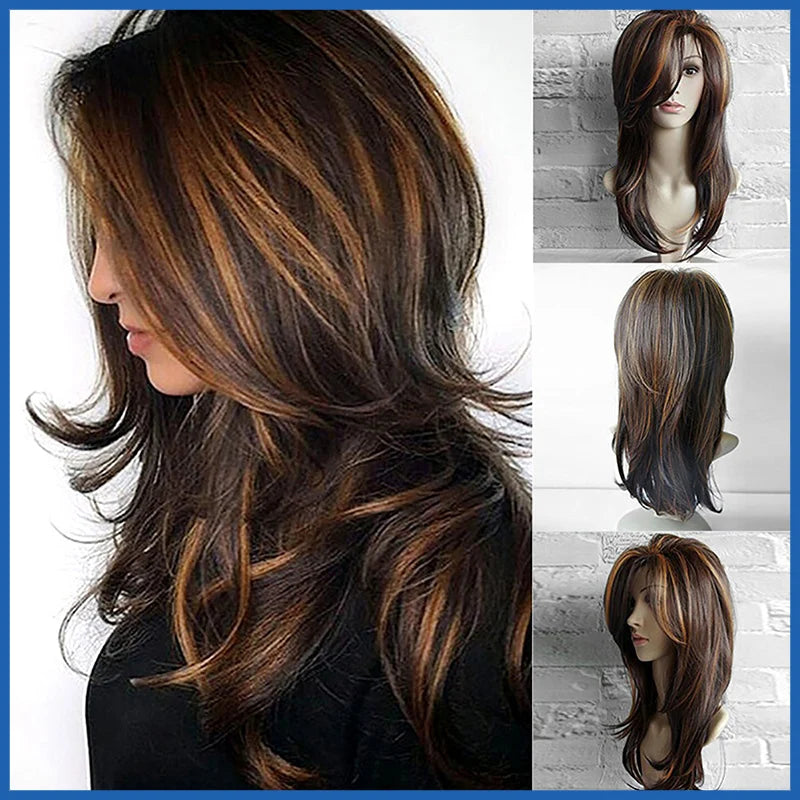 Wig CoverFemale Hair Gold Pink synthetic Wigs Women Brazilian Remy Hair Cheap Popular Hairstyles For Straight And Curly Hair