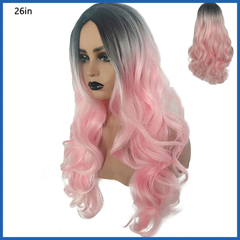 Wig CoverFemale Hair Gold Pink synthetic Wigs Women Brazilian Remy Hair Cheap Popular Hairstyles For Straight And Curly Hair