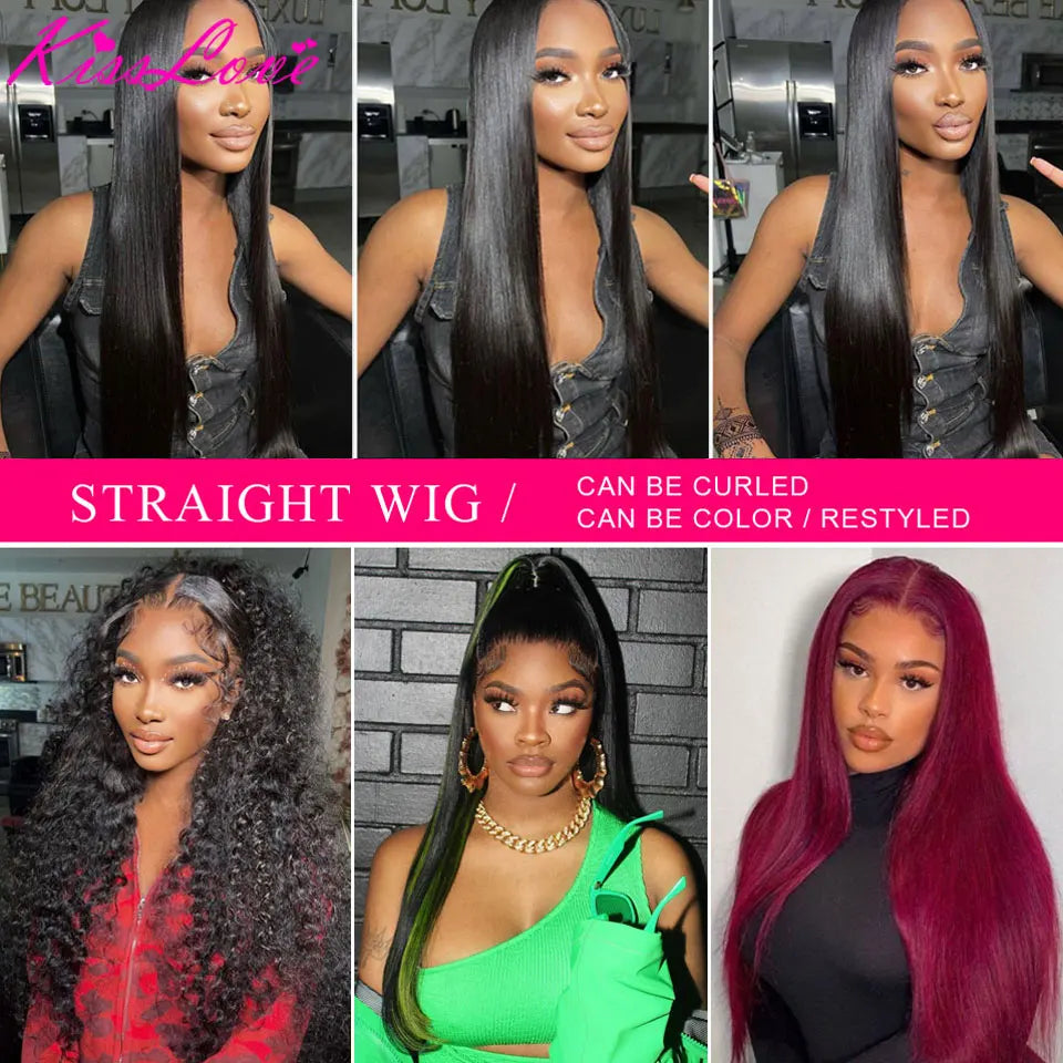 13x4 13x6 Full HD Lace Front Human Hair Wigs Straight 360 Transparent Lace Frontal Wigs Pre Plucked 5x5 Pre-Cut Lace Closure Wig