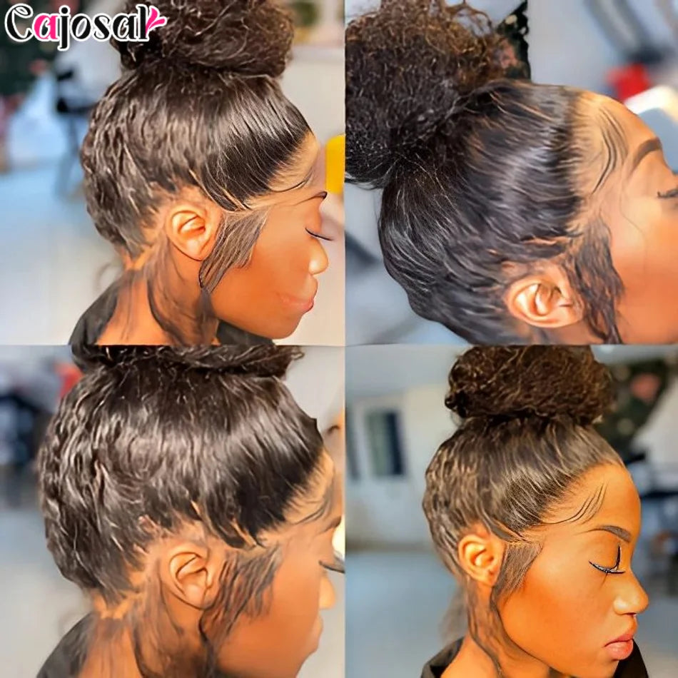 360 Full Invisi Strap Drawstring Sung HD Lace 30 Inch Human Hair Wigs 250% Density Water Kinky Curly Pre Plucked Glueless Black