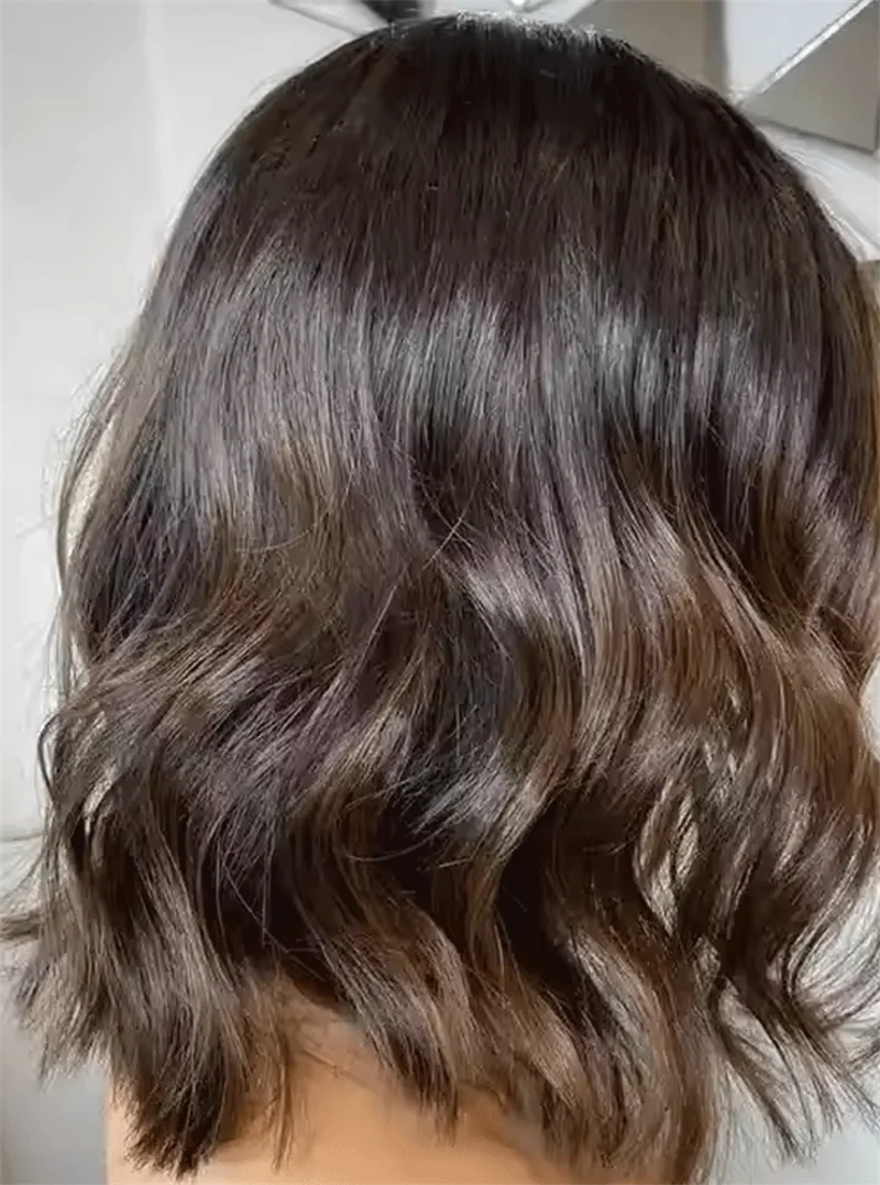 Wig Short Curly Darkest brown Blonde Streaks Synthetic Fibres Heat Resistant Lace Natural Hair Daily Use Cosplay