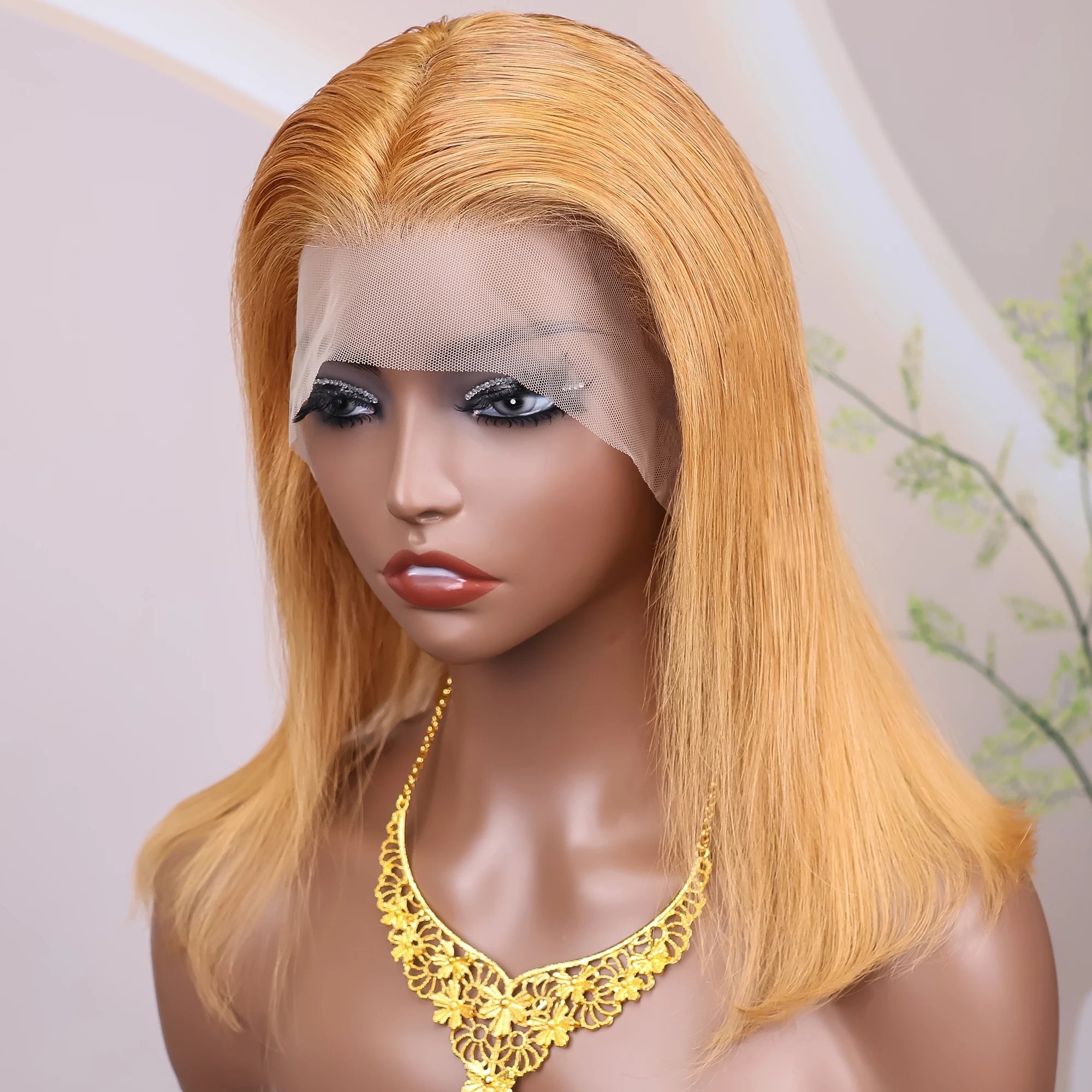 #30 Honey Blonde Human Hair Wig Straight Bob Wig 100% Human Hair Pre Plucked 200 Density Short Gold Wig 13x4 Hd Lace Front Wig