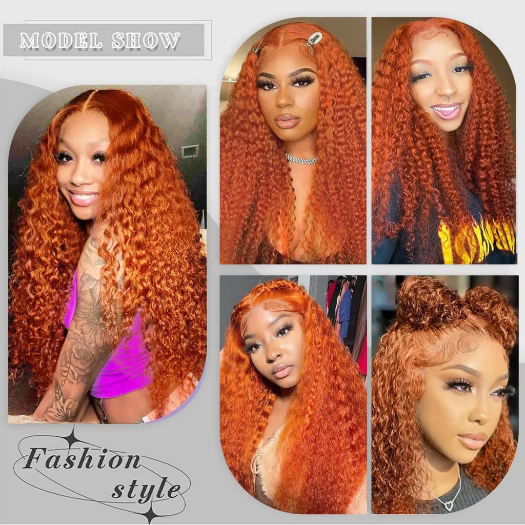13x4 250% Density Ginger Deep Wave Lace Front Wigs Human Hair 30 Inch Wigs Human Hair HD Lace Front Wigs Human Hair Black Women
