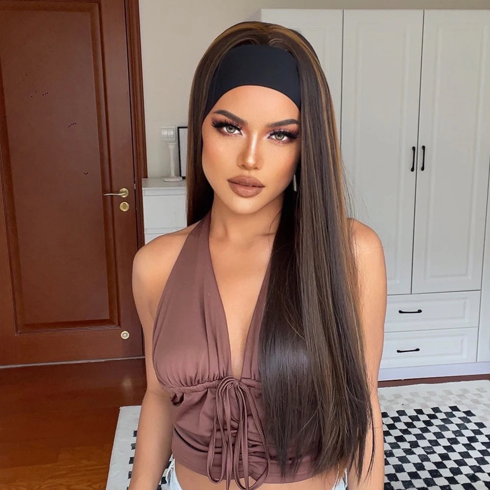 Curly Headband Synthetic Wigs Natural Black Long Women's Headband Wig Deep Water Wave Bohemian Hair For Black Women Fake Hair