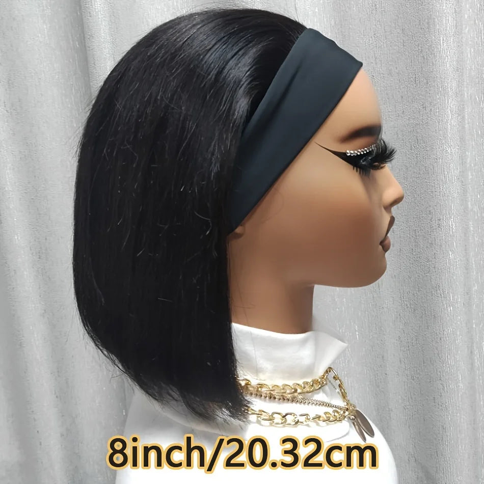 Headband Bob Wigs Human Hair Short Straight Bobo Wigs for Women Full Machine Made Brazilian Hair Hairband Wigs Head Band Bob Wig