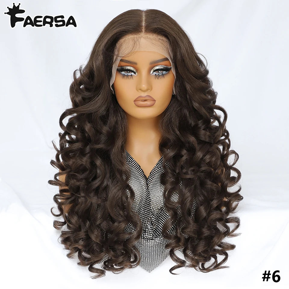 Latisha Synthetic HD Lace Front Wigs Curly Pre Plucked Lace Frontal Wig with Bangs for Women Highlight 13X6 13X5X1 with Babyhair