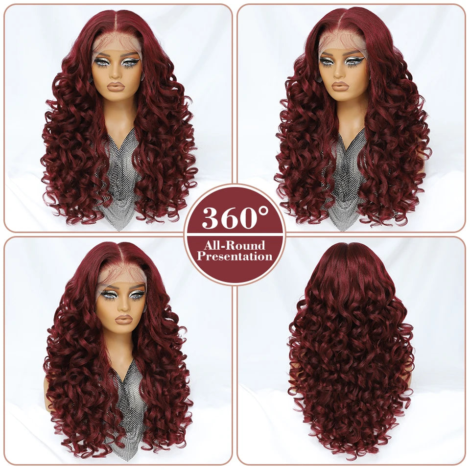 Latisha Synthetic HD Lace Front Wigs Curly Pre Plucked Lace Frontal Wig with Bangs for Women Highlight 13X6 13X5X1 with Babyhair