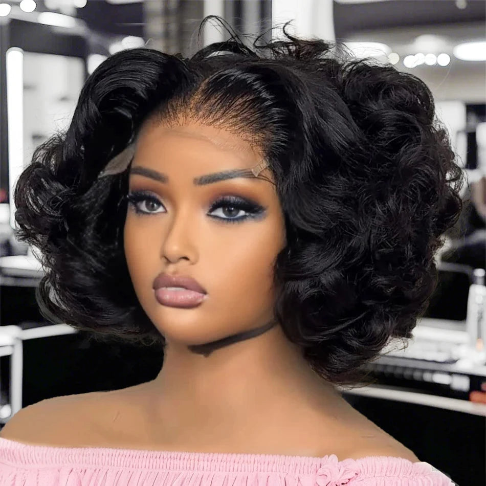250% Brazilian Human Hair Wig Loose Wave Short Bob Wig Body Wave 13X4 HD Lace Frontal Wig Human Hair Wigs For Black Women