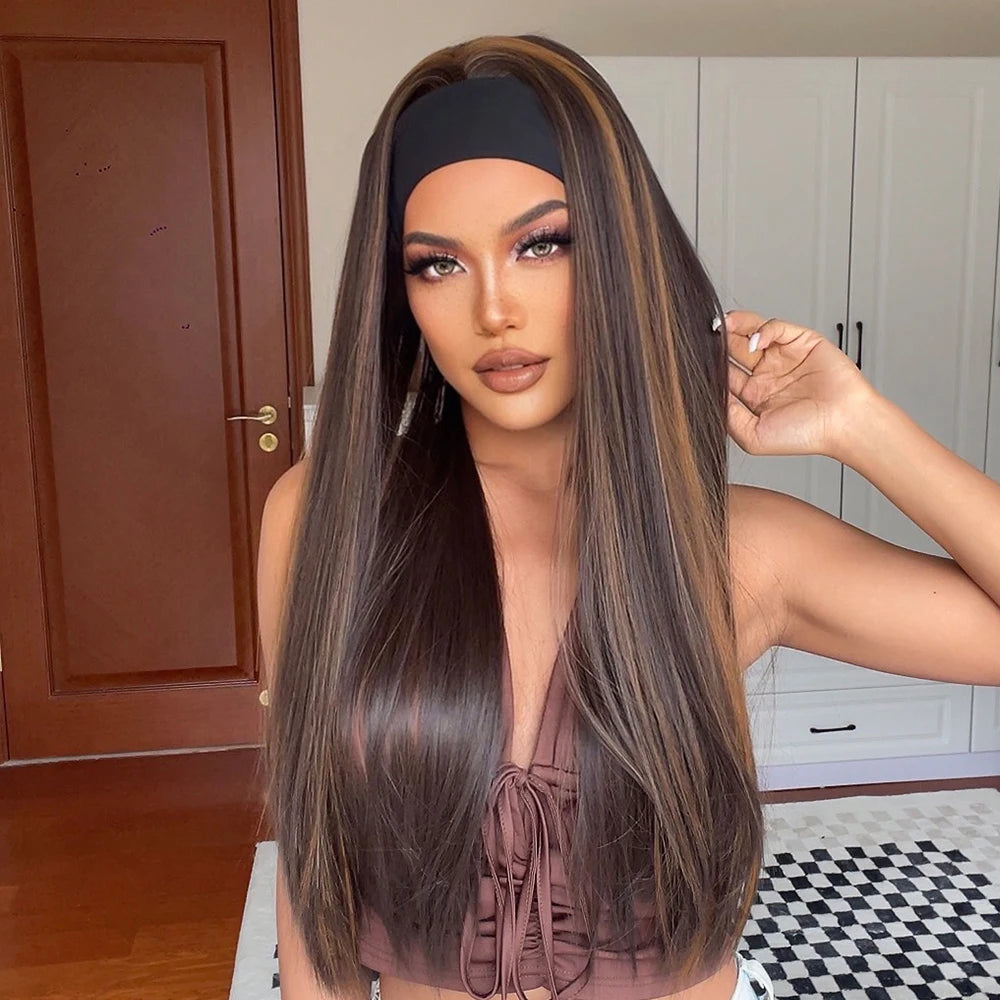 Curly Headband Synthetic Wigs Natural Black Long Women's Headband Wig Deep Water Wave Bohemian Hair For Black Women Fake Hair