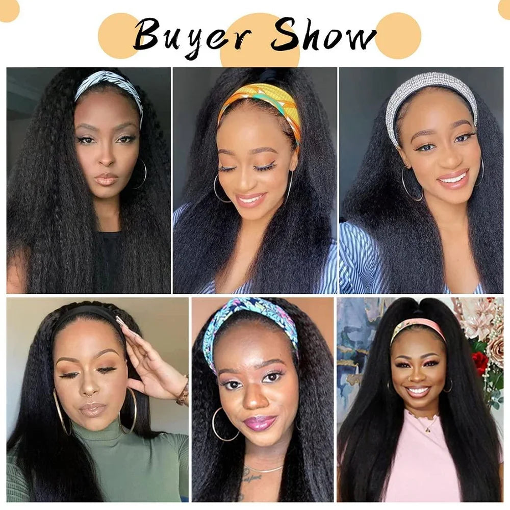 Headband Wigs Human Hair For Black Women Brazilian Remy Kinky Straight Human Hair Wig Ready To Wear And Go Beginner Friendly