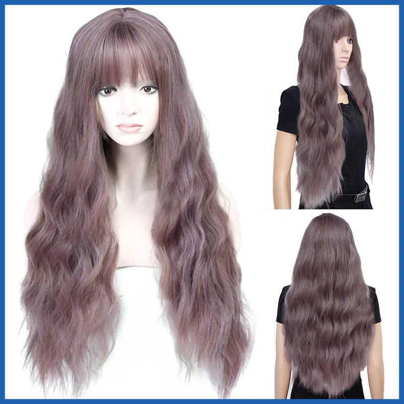 Wig CoverFemale Hair Gold Pink synthetic Wigs Women Brazilian Remy Hair Cheap Popular Hairstyles For Straight And Curly Hair