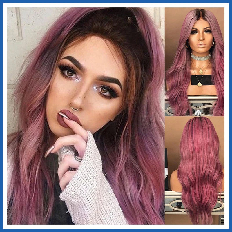 Wig CoverFemale Hair Gold Pink synthetic Wigs Women Brazilian Remy Hair Cheap Popular Hairstyles For Straight And Curly Hair